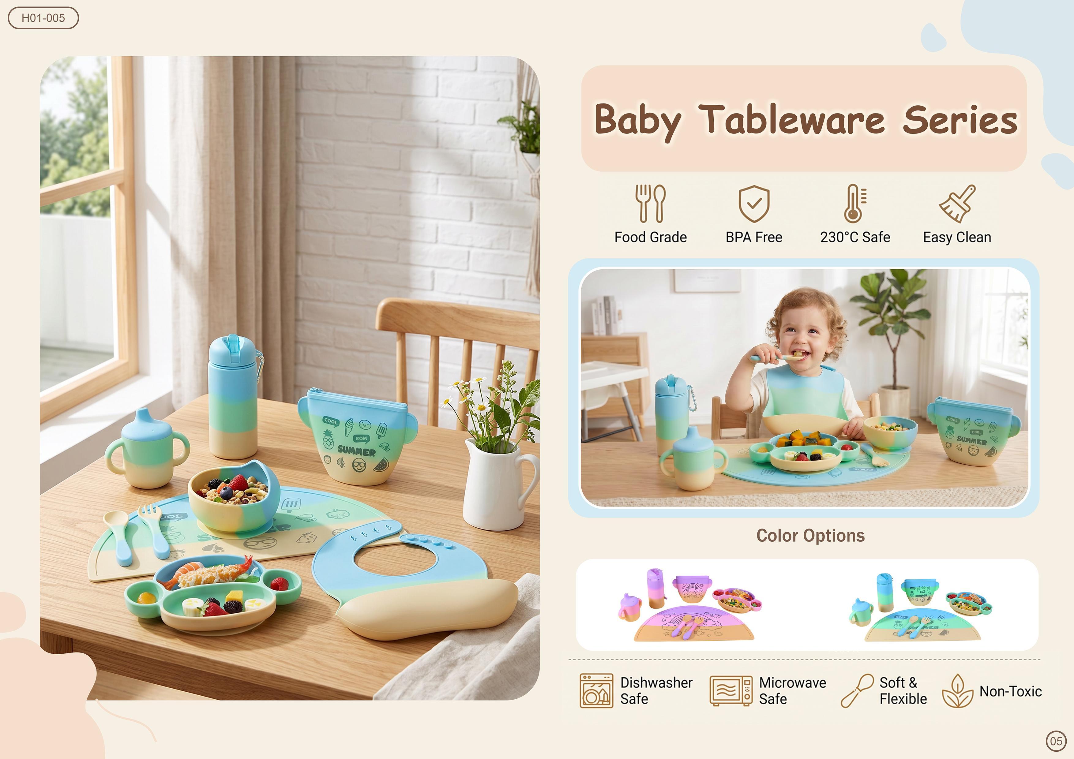 Baby Tableware Series — Blue & Beige Set