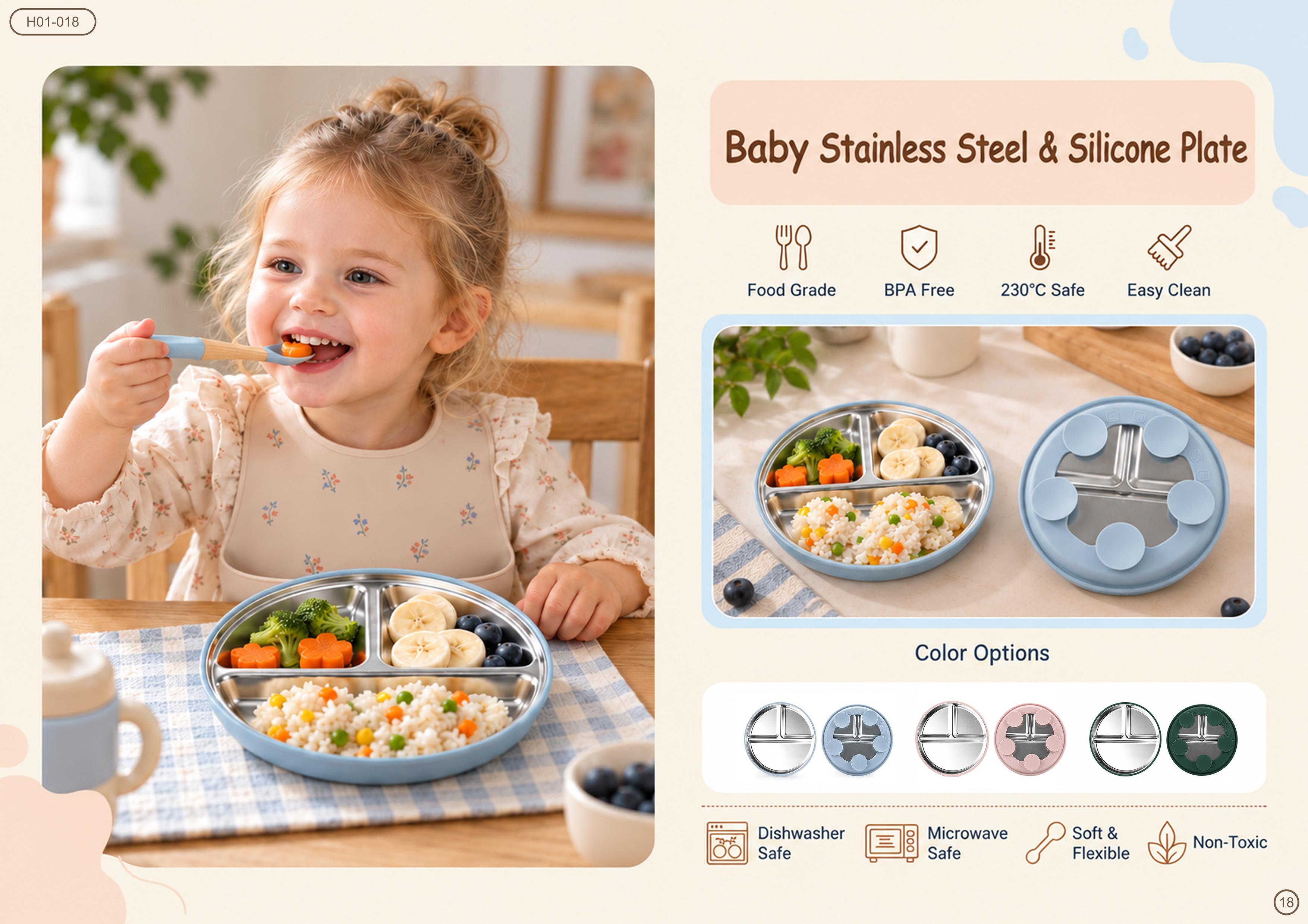 Baby Stainless Steel & Silicone Plate